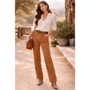 Vintage Talbots Womens Suede Leather Pants 12 Lined Western Y2K Biker Edgy